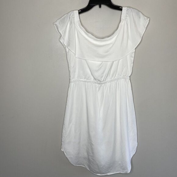 H by HALSTON Dress Womens Medium M White Off Shoulder Georgia Cove Lyocell - Picture 6 of 10